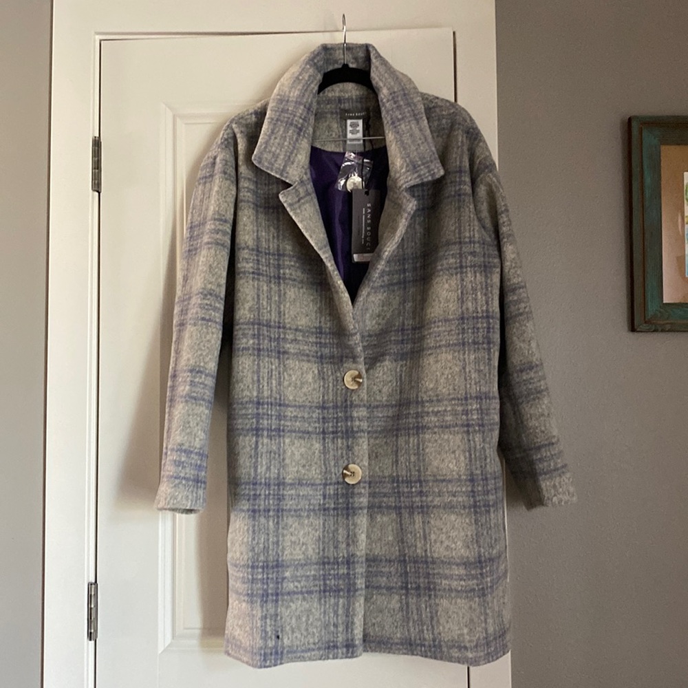 SANS SOUCI Plaid Long Body Coat
